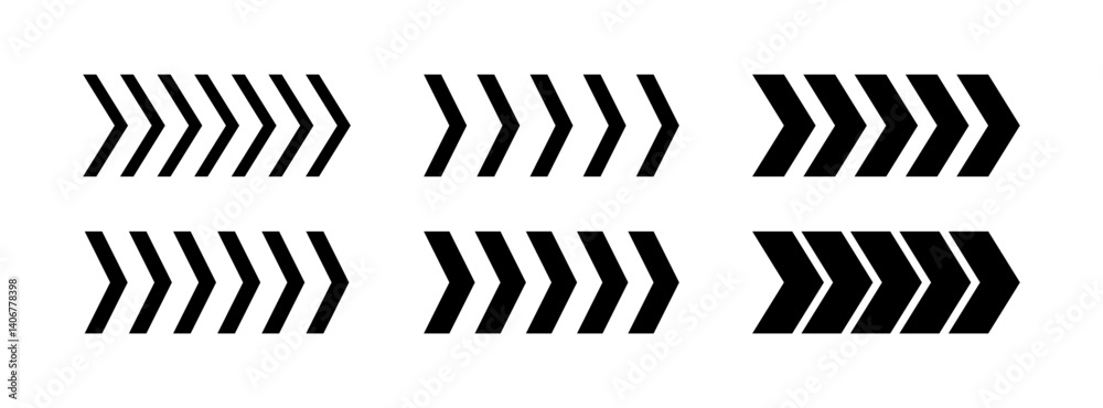 Wall mural chevron arrow patterns set. chevron shape line. motion direction road line. triangle arrow sign. war