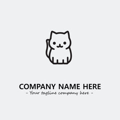 Cat illustration black and white for logo company vector image