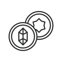 Tokens, icon in line design. Tokens, cryptocurrency tokens, digital tokens, blockchain tokens, tokenized assets, crypto tokens, utility tokens on white background vector. Tokens, editable stroke icon
