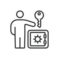 POS-Proof of Stake, icon in line design. POS, proof of stake, staking, cryptocurrency staking on white background vector. POS-Proof of Stake, editable stroke icon