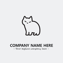 Cat illustration black and white for logo company vector image