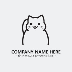Cat illustration black and white for logo company vector image