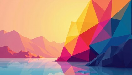 Geometric abstract shapes, vibrant color palette, modern style, abstract, seamless, contemporary