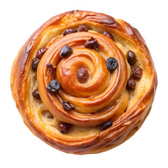 Raisin danish pastry isolated on transparent background