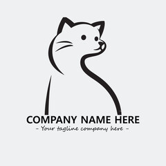 Cat illustration black and white for logo company vector image
