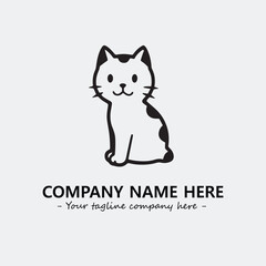 Cat illustration black and white for logo company vector image