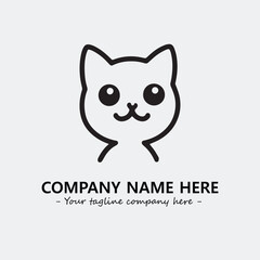 Cat illustration black and white for logo company vector image