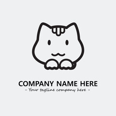 Cat illustration black and white for logo company vector image