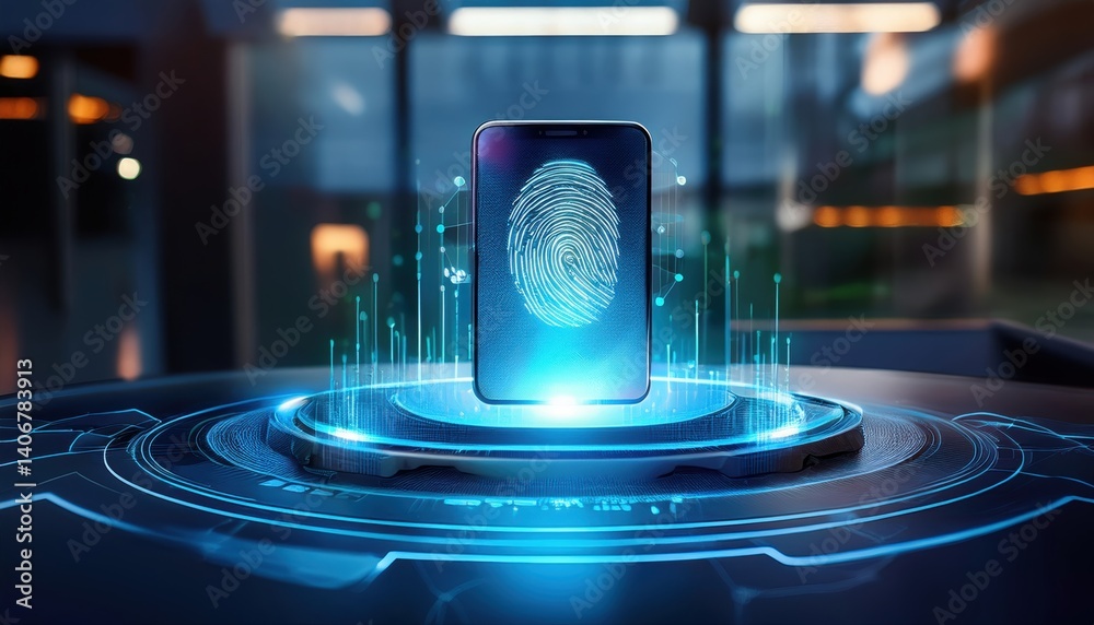 Poster fingerprint authentication on smartphone for secure transactions with biometric technology in action