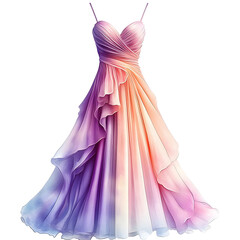 Obraz premium a bridesmaids dress in watercolor style isolated on a transparent background