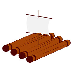 Wooden Raft Float Illustration