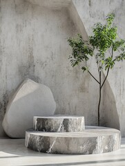 3d render nature stone podium product display scene promotion