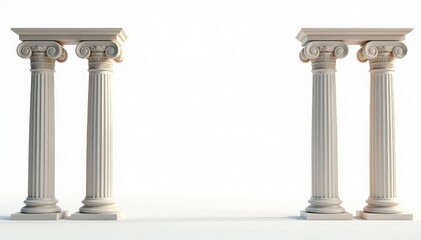 Obraz premium Elegant Roman columns against a stark white backdrop , ancient, pillars