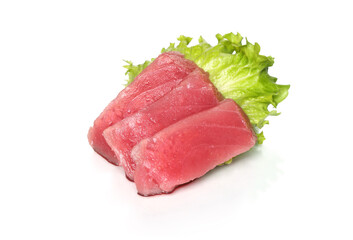 Fresh Tuna Slices on Crisp Lettuce Leaves