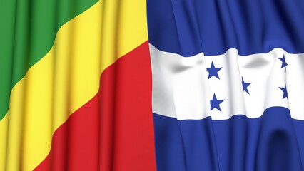 Flags of CONGO R and HONDURAS with realistic cloth texture