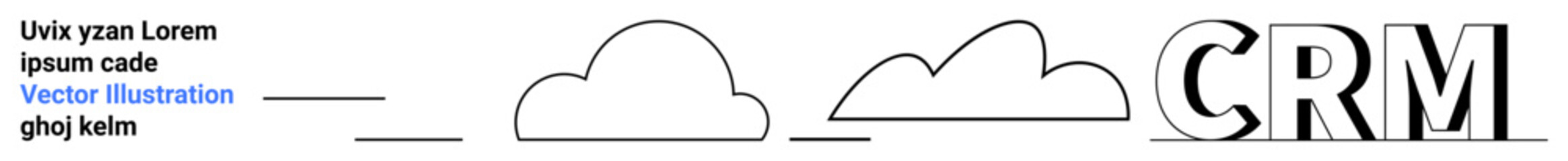 Clean linear design of two clouds and bold CRM text. Ideal for data management, cloud storage, business solutions, IT services, SaaS platforms, resource planning, simple landing page