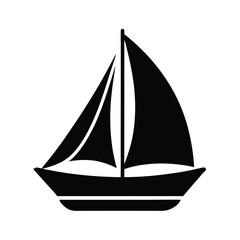 Sailing Boat Yacht Silhouette Black Vector Illustration