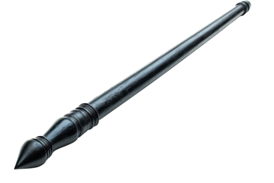 Decorative black spear or pole with pointed end for design or architectural use