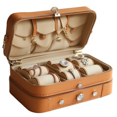 Jewelry organizer with multiple compartments for rings and pendants displayed elegantly
