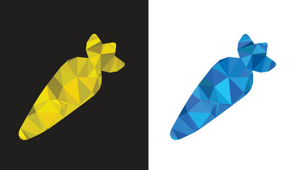 Beautiful and unique Geometric Triangle carrot fruit logo vector image with black and white background for design purpose