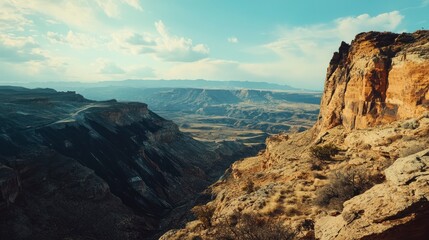Fototapeta premium Scenic View of a Vast Canyon Under a Blue Sky