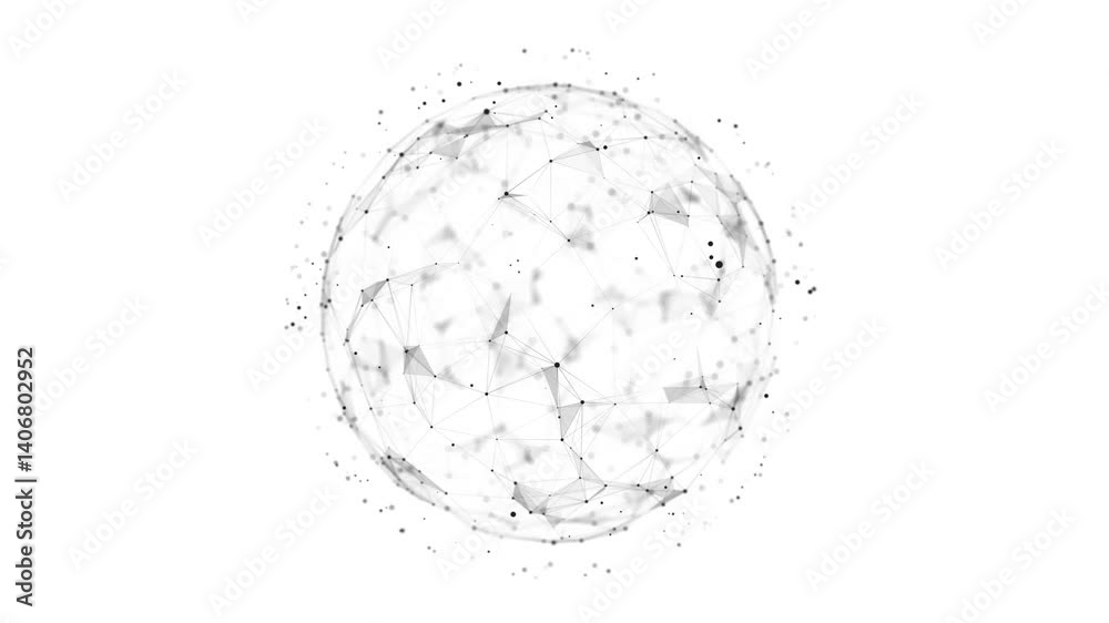 Poster futuristic sphere made of particles for connect network. flow of particle in cyberspace. space energ
