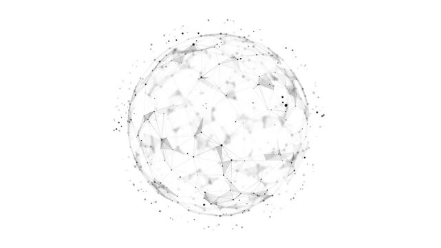 Futuristic sphere made of particles for connect network. Flow of particle in cyberspace. Space energy concept. 3D rendering.