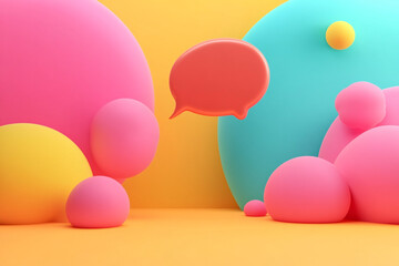 Colorful 3D Speech Bubbles on Vibrant Backgrounds 