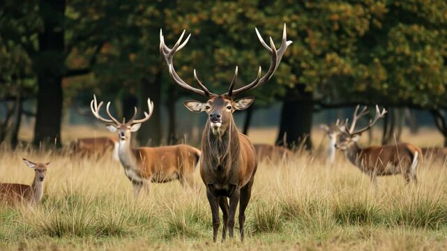 Stag Lifts Head and Calls Out with Visible Breath in Natural Motion