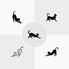 Cat Logo Set: Vector with Various Stretching Poses