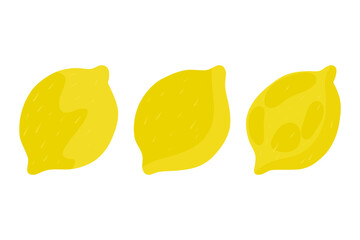 Fresh whole Lemons set, Hand drawn vector set. Lemon fruits illustration for cards, designs, invitations, logos