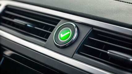 Obraz premium green button car dashboard symbolizes functionality and readiness, reflecting sense of relief amidst feelings of depression
