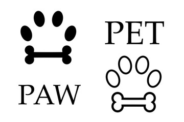 Pet paw editable stroke outline icon. Flat vector illustration. Footprints Pet paw, pet paw print dog cat icon. Pixel perfect