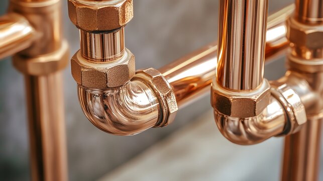 Copper pipes and fittings for carrying out plumbing