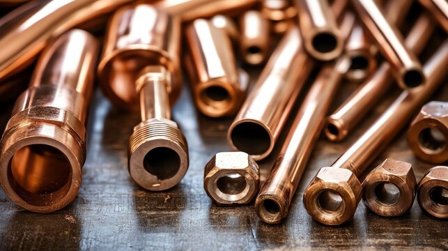 Copper pipes and fittings for carrying out plumbing