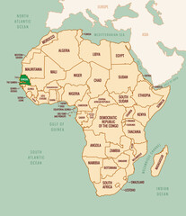 Senegal Map Outline Vector Art Editable EPS Geography Illustration © Puake