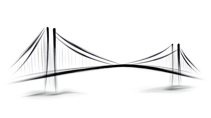 Obraz premium Minimalist line art depiction of a suspension bridge on white background