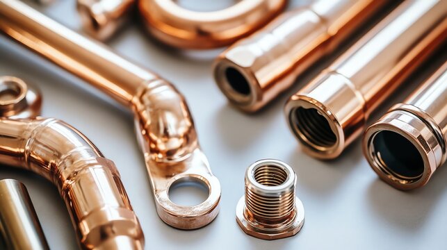 Copper pipes and fittings for carrying out plumbing