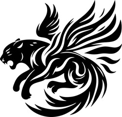 Tribal Winged Panther Tattoo Design