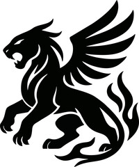 Mythical Griffin Silhouette Illustration