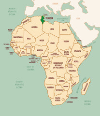 Obraz premium Tunisia Map Outline Vector Art Illustration for Geographical Projects