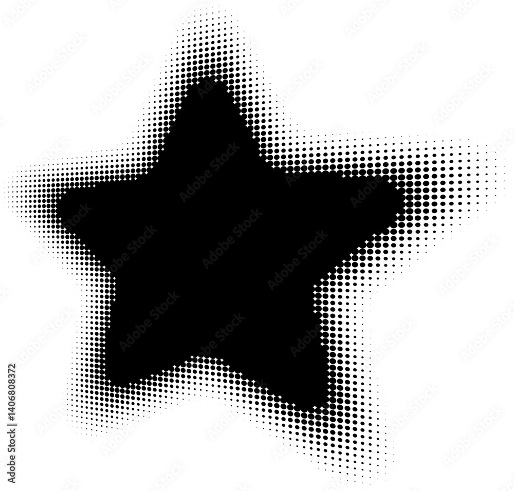 Fototapete abstract decorative black halftone star textures on isolated background. geometric circular shape el