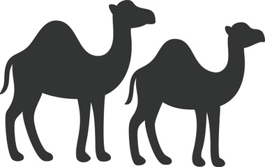 Two Camel Silhouettes With Humps Isolated on Transparent Background