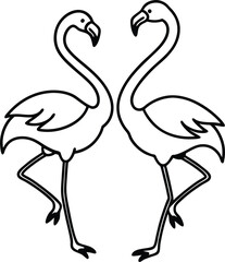 Two Flamingos Facing Each Other – Stylized Line Art Bird Illustration