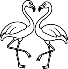 Two Flamingos Facing Each Other – Stylized Line Art Bird Illustration