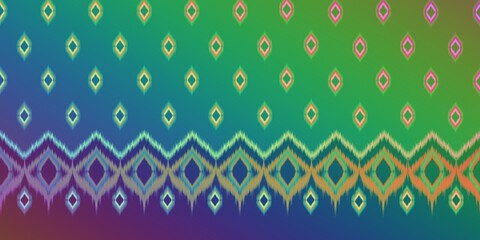 Vibrant Ikat Pattern with Geometric Design and Gradient Background