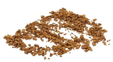 Isolated scattered freeze-dried coffee on white background
