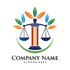 Balanced justice logo with nature elements