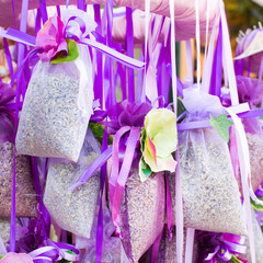 lavender Easter decoration aroma bags with grain at the market