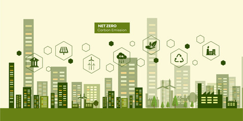 net zero carbon emission concept with icon